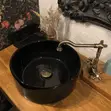 Modern Black Ceramic Vessel Sink with Gold Faucet and Drain Combo - 4
