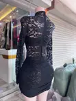 Ladies Stretchy Lace Bodycon Dress - 2