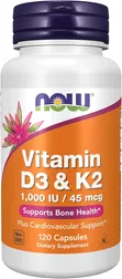 NOW Vitamin D3 & K2 Capsules - 120 Count - 2