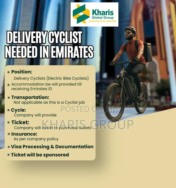 Delivery Cyclists Needed in Dubai, UAE - Flight Ticket Sponsored - 1
