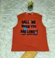 Unisex Sleeveless Cotton Top (Orange) - 2