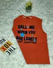 Unisex Sleeveless Cotton Top (Orange) - 3
