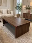 Walnut Box Coffee Table with Open Shelf - 1