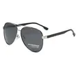 Men's Aviator Sunglasses - Black Frame Grey Lens - Polarized - 1