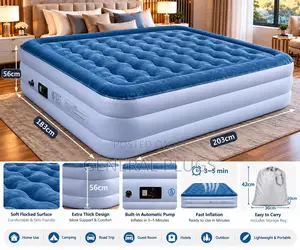 Royal Comfort Thick Portable Double Air Mattress with Automatic Pump