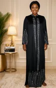 Luxury Black Abaya with Front Zip - 1