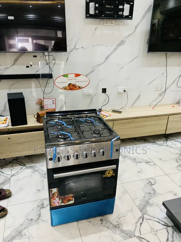 New Black Gas Cooker Oven 4 Burner 60/60 - 1