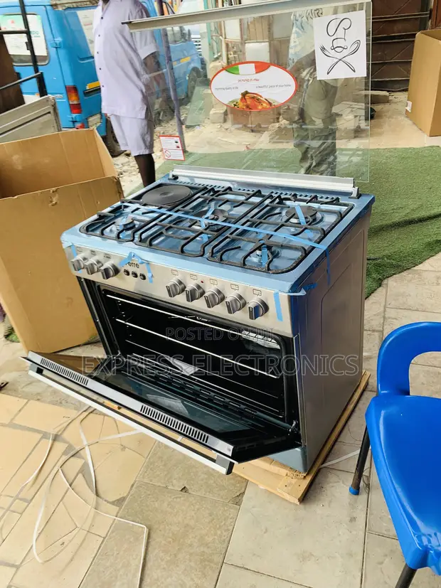 Brand New 90cm Gas Electric 4-Burner Stove Oven with Rotisserie Grill - 1