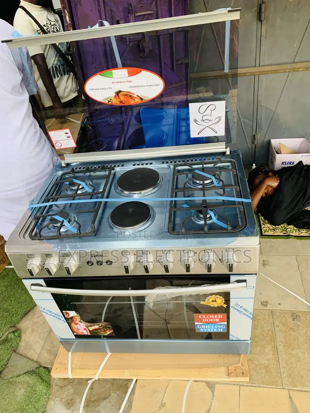 Brand New 4-Burner Gas Electric Cooker Oven (60/90cm, Silver) - 1