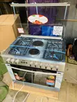 Freestanding Gas Electric Cooker Oven 4-Burner 60/90cm Silver - 1