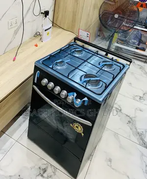 Secure Good Black 50x50cm 4-Gas Burner Oven Cooker with Glass Lid