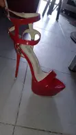 Red Glossy High Platform Sandals - Size 40 - 1