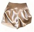 Luxury High-Waisted Satin Pleated Shorts - 1