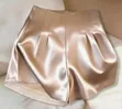 Luxury High-Waisted Satin Pleated Shorts - 3