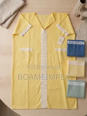 Ladies Bubu Elegant Striped Cotton Kaftan Maxi Dress