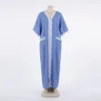 Ladies Bubu Elegant Striped Cotton Kaftan Maxi Dress - 5