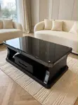Black + Silver Chrome Coffee Table with Drawers - 2