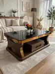 Walnut Brown Coffee Table & TV Stand Set - 1