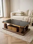 Walnut Brown Coffee Table & TV Stand Set - 4