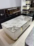 White + Gold Marble Top Coffee Table - 1