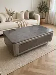 Silver Body Coffee Table with Grey Stone Top - 3