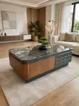 Dark Green Marble Top Coffee Table with Storage - 3