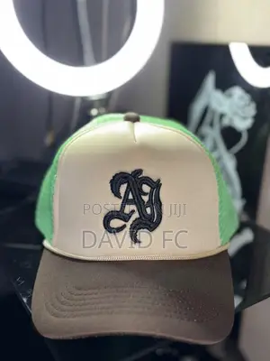 Men's Brown Leather & Cotton Baseball Cap