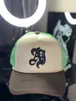 Men's Brown Leather & Cotton Baseball Cap - 1