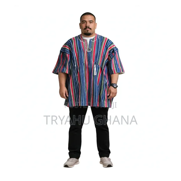 Handmade Multi-Colored Striped Fugu Smock - 1