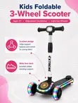 Kids Foldable 3-Wheel Scooter for Ages 3+ - 4