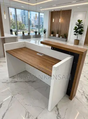 Reception Counter - White with Gold Accents