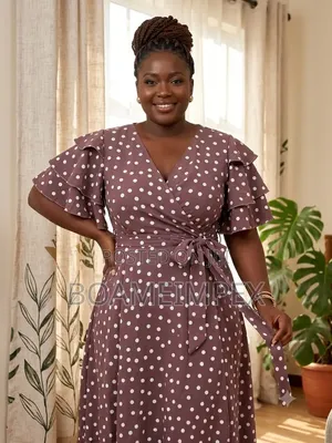 Ladies Polka Dot Brown and White Dress