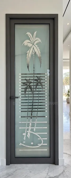 Strong Double Glass Door with Golden Design