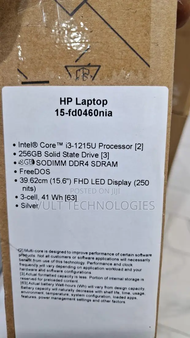 New HP 15 Laptop - Intel Core i3, 8GB RAM, 256GB SSD - 1