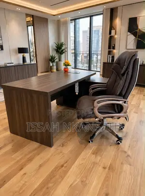 Dark Walnut L-Desk + Dark Brown Chair
