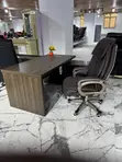 Dark Walnut L-Desk + Dark Brown Chair - 3