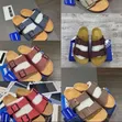 Birkenstock Arizona Burgundy Two Strap Slides - 1