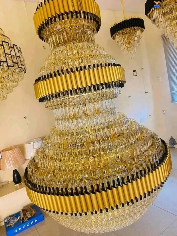 4-Tier Duplex Chandelier, Yellow Rose Gold, 800mm x 1200mm - 1