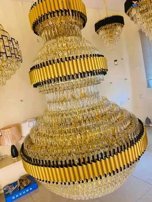 4-Tier Duplex Chandelier, Yellow Rose Gold, 800mm x 1200mm