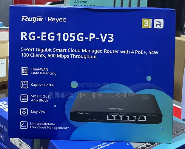 Ruijie RG-EG105G-P-V3 Cloud Managed Router with 4-Port PoE Switch - 1