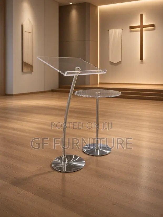 Modern Acrylic and Stainless Steel Pulpit - 1