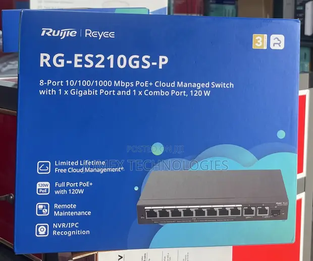 Ruijie Reyee RG-ES210GS-P 8-Port Gigabit Cloud Managed Switch 120W - 1