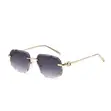 Rimless Fashion Sunglasses - Purple Gradient Lens, Gold Frame - 1