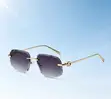 Rimless Fashion Sunglasses - Purple Gradient Lens, Gold Frame - 2