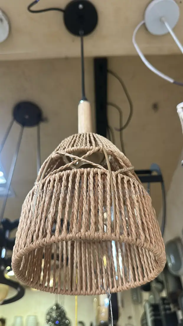 Handwoven Rattan/Jute Pendant Light - 1
