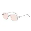 Rimless Square Sunglasses - Pink Gradient Lens, Silver Frame - 1