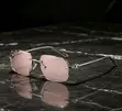 Rimless Square Sunglasses - Pink Gradient Lens, Silver Frame - 2