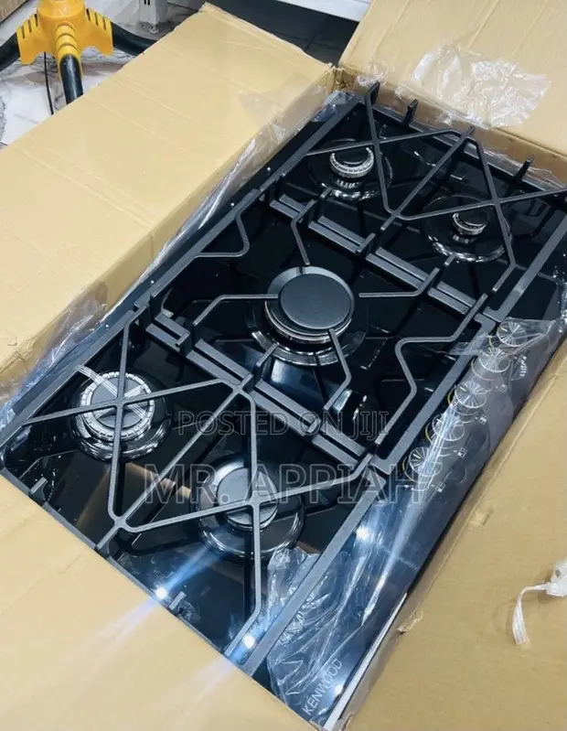 Kenwood 90cm Black Tempered Glass Gas Hob - 1