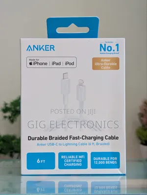 Anker 322 USB-C to Lightning Cable 6ft Braided - White