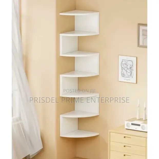 7 Tier Corner Mount Bookcase - White - 1